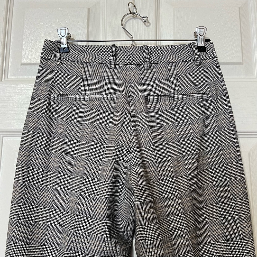 Aritzia Babaton Gray Plaid Quentin Crop Ankle Trouser Dress Pants - Sz 0 - Picture 8 of 15